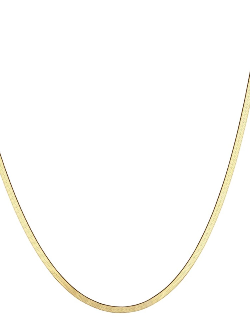 14K Solid Yellow Gold Thin Herringbone Necklace 3.2mm (16"-18")